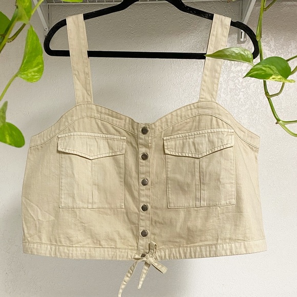 Free People Denim Crop Top - Picture 2 of 6